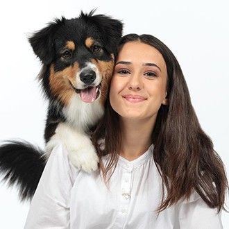 Dog owner discussing NativeGut digestive health support for dogs